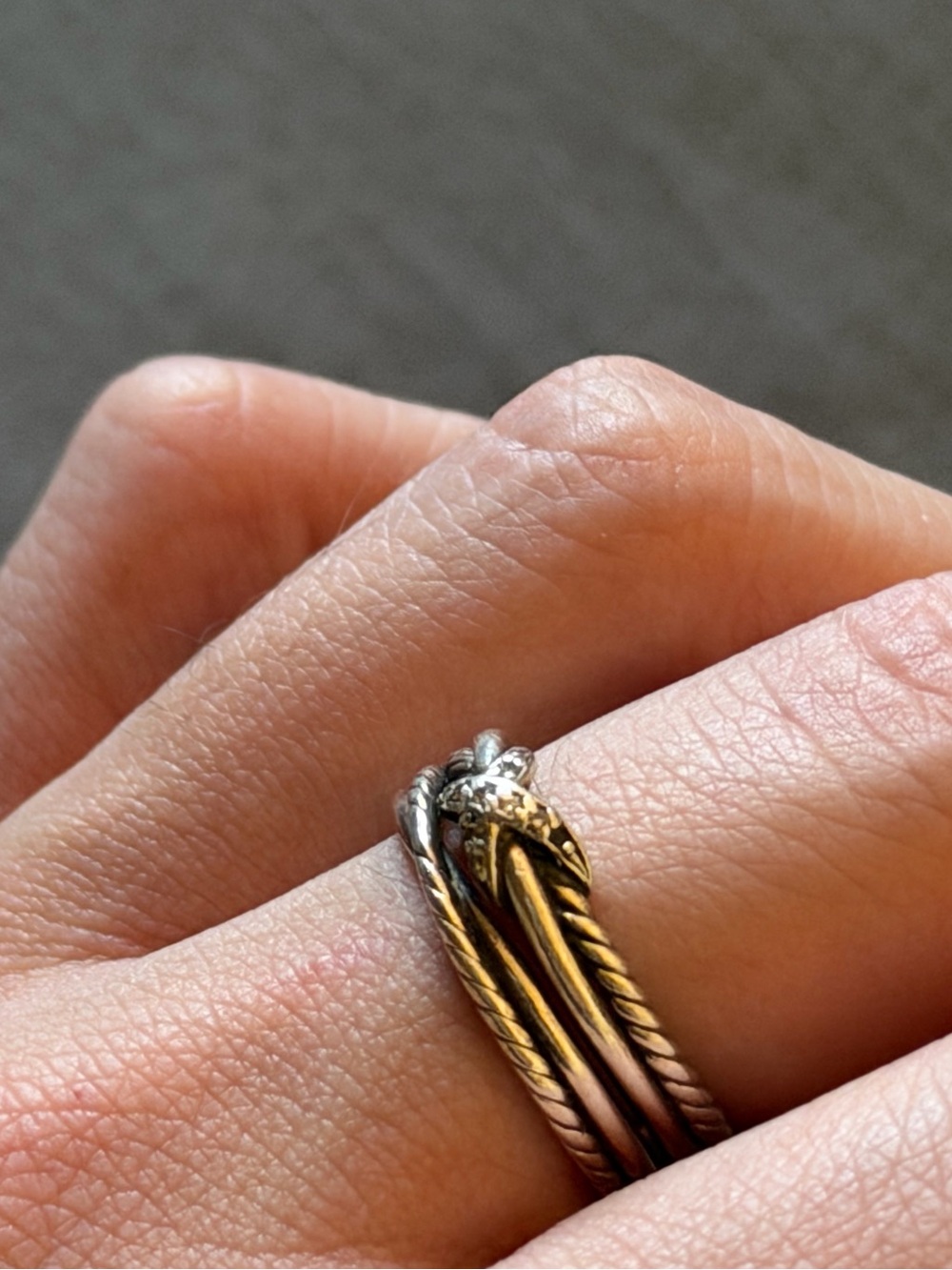 DAVID YURMAN Sterling Silver and Diamonds X Crossover Braided Ring - Picture 8 of 8